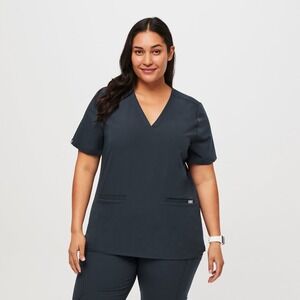 FIGS Casma Three Pocket Scrub Top XXS‎ Dark Harbor Technical